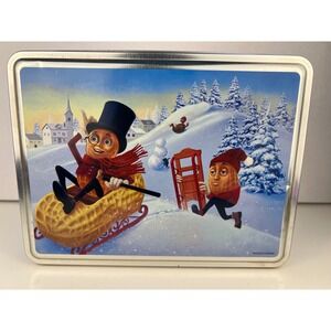 VTG Planters Mr. Peanut Happy Holiday Christmas Collectible Tin